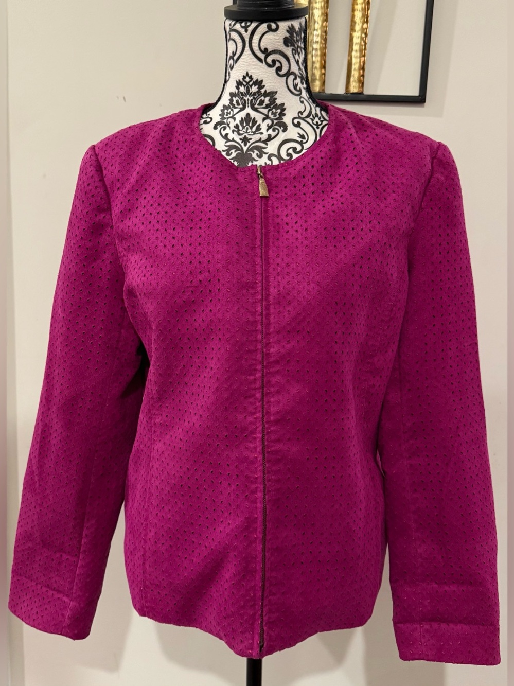Vintage Koret Magenta Fuchsia Zip Front Jacket Size 14